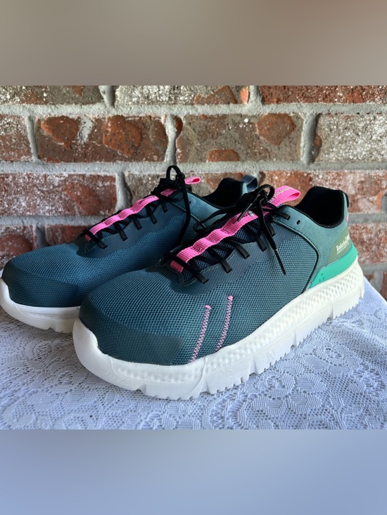 Timberland PRO Shoes - Timberland Women's Composite Toe Teal & Pink Work Sneaker - Size 9.5